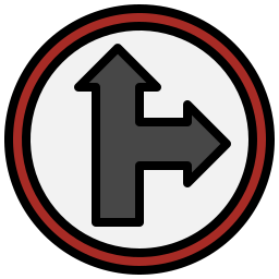 Go straight or right icon