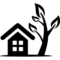 casa con un albero a lato icona