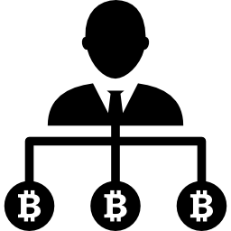 simbolo della linea discendente dell'utente bitcoin icona