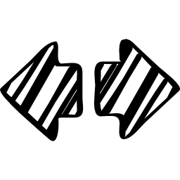 coppia di frecce abbozzate che puntano a destra e sinistra in direzioni opposte icona