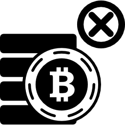 símbolo de bitcoin no aceptado icono