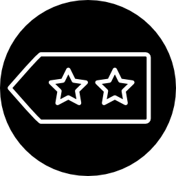 símbolo de contorno de etiqueta de estrellas en un círculo icono