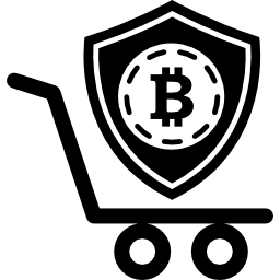 simbolo dello scudo dello shopping di sicurezza bitcoin icona