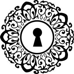 forma circular adornada con ojo de cerradura icono