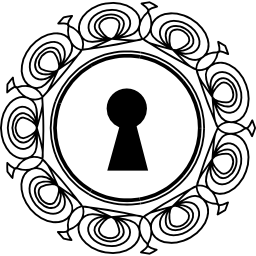 strumento buco della serratura con cerchio ornamentale intorno icona