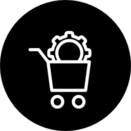 winkelmandje configuratie schets interface symbool in een cirkel icoon