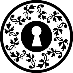 buraco da fechadura em um círculo com desenho de flores Ícone