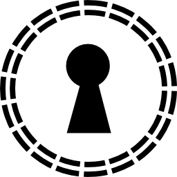 forma del buco della serratura in un cerchio di piccole linee icona