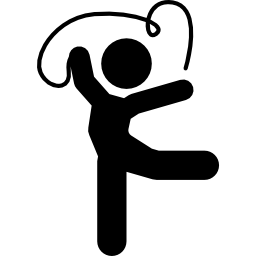 Artistic gymnast posture with ribbon icon