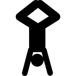 Acrobat posture silhouette with head down and legs up icon