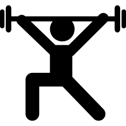 Strong man silhouette with weight icon