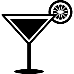 bicchiere da cocktail con fetta di limone icona