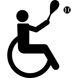 Paralympic tennis silhouette on wheel chair icon