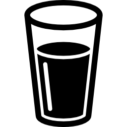 vetro con bevanda scura icona