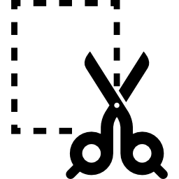 Scissors cutting a rectangular shape of broken line icon