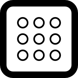 forma redondeada cuadrada con círculos dentro del símbolo de la interfaz de la lista icono