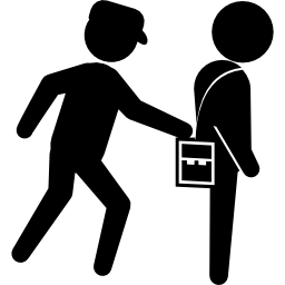 criminal robando el bolso de una persona por la espalda icono