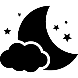 símbolo noturno da lua com uma nuvem e estrelas Ícone
