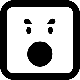 Emoticon square surprised face with open circular mouth icon