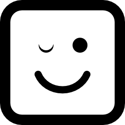 knipoog emoticon van afgerond vierkant gezicht icoon
