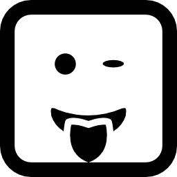 guiño de emoticon cara sonriente con la lengua fuera de la boca en forma de contorno cuadrado redondeado icono