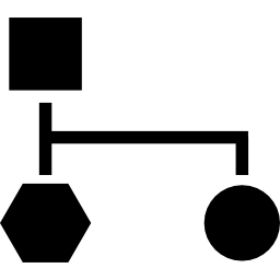 schemat blokowy trzech czarnych kształtów ikona