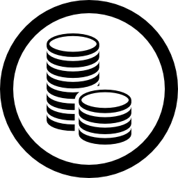 pilas de monedas en un círculo icono