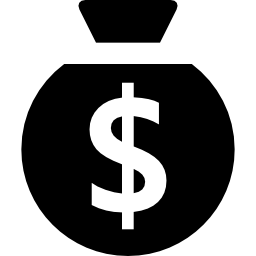 Money bag of black circular shape with dollars sign icon