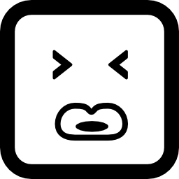 Emoticon square face with closed eyes and big lips icon