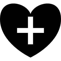 Positive heart symbol shape with plus sign icon