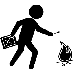 Criminal burning the evidence of the crime icon