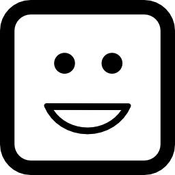 visage carré émoticône avec un sourire Icône