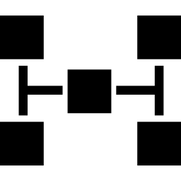 Blocks scheme of five squares icon