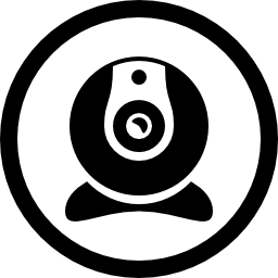 símbolo de interfaz de la herramienta de cámara web en contorno circular icono