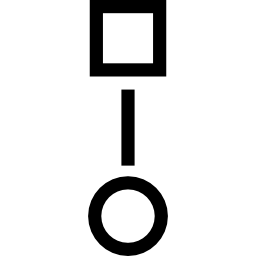 vierkant en cirkelunie met een eenvoudige grafische verticale lijn icoon