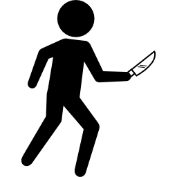 Criminal silhouette with a knife icon