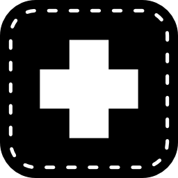 symbole de croix médicale dans un carré arrondi Icône