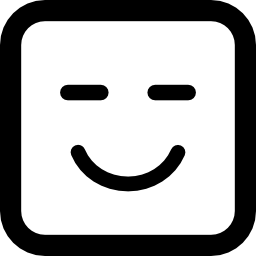 Smiling emoticon square face with closed eyes icon
