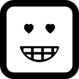 emoticon verliefd gezicht in een vierkant icoon