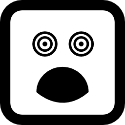 Surprised square face with eyes and mouth opened icon