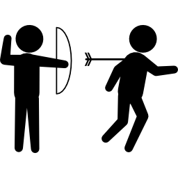 archer criminel blessant une personne pour son dos avec une flèche d'arc Icône