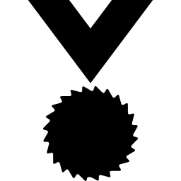 medalha em formato preto pendurado em um colar de fita para esportes Ícone