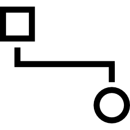 quadrat- und kreisformen mit linienvereinigungsgrafik icon