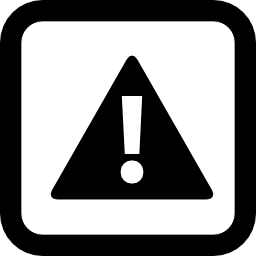 signo de precaución de un símbolo de exclamación en un triángulo dentro de un contorno cuadrado redondeado icono