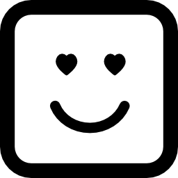 emoticon im liebesgesicht mit herzförmigen augen im quadratischen umriss icon