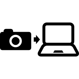 transfert de photos vers un symbole d'outils d'interface d'ordinateur portable Icône