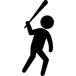 kriminelle silhouette mit einer fledermaus bewaffnet icon