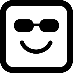 glückliches lächelndes emoticon quadratisches gesicht mit sonnenbrille icon