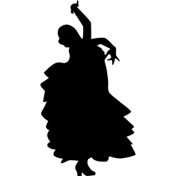 女性フラメンコ ダンサーの黒いシルエット形状 icon