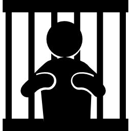 Criminal in jail silhouette icon